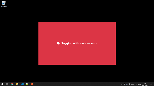 Nagging with custom error